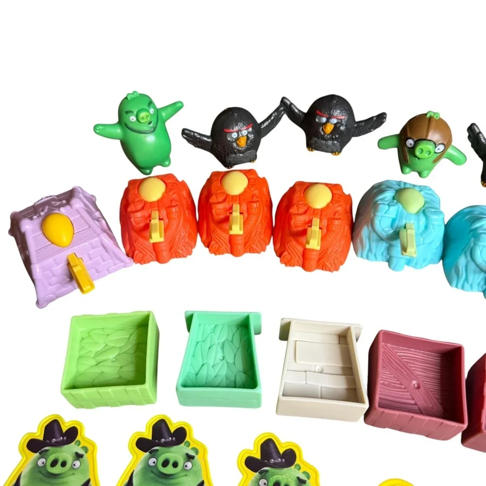 Angry Birds Toy Figure Lot Building‎ Blocks Crates Piggies Red Chuck 30+ Pieces